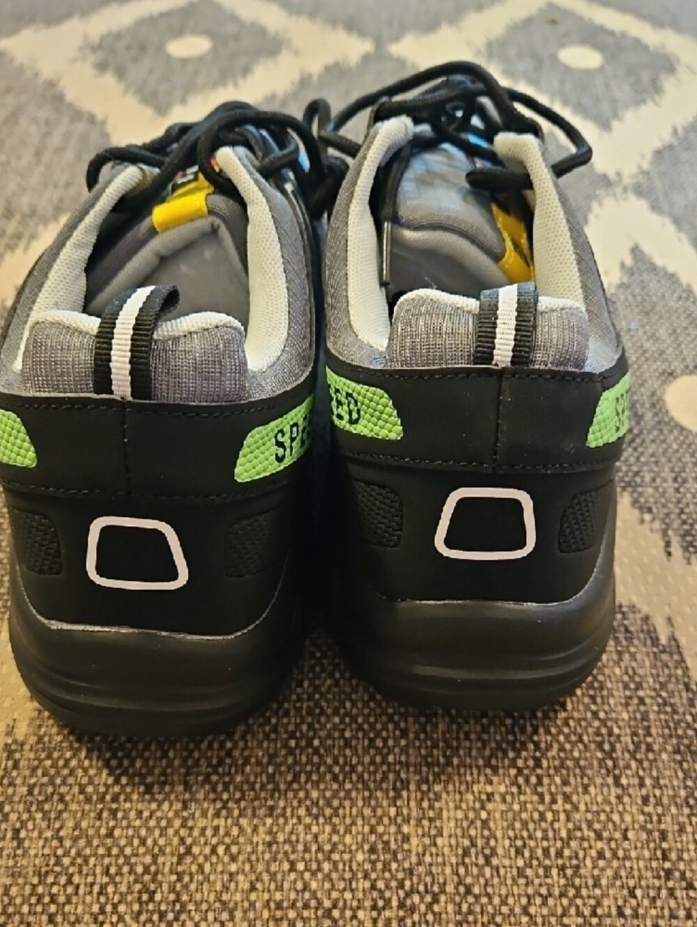 'SPEED' Athletic Sneakers in Gray, Black, Blue & Green - Picture 3 of 3